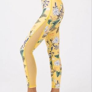 Zyia Reflective Light n Tight Yellow Floral Leggings